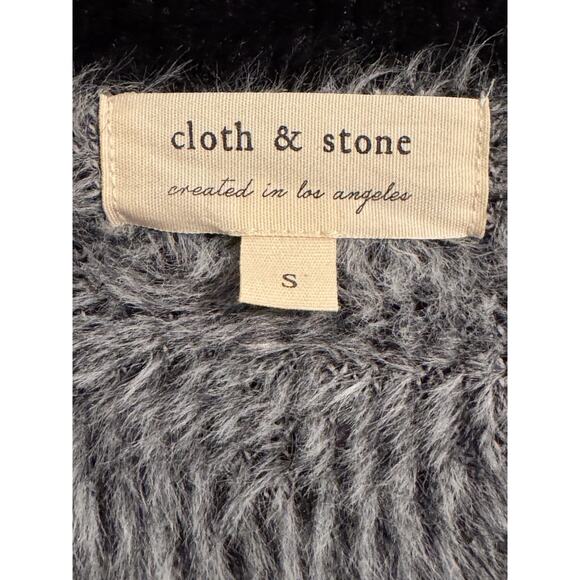 Cloth & Stone Fuzzy Cozy Cardigan Sz S Black-White Check Preppy Dark Academia - Picture 4 of 6